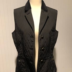 Talbots Black Vest with Corduroy Collar